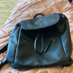 Black Leather  Mini Backpack